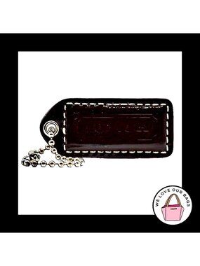 2" Y2K VINTAGE COACH Burgundy Red Patent Leather Fob Bag Charm Keychain Hang Tag